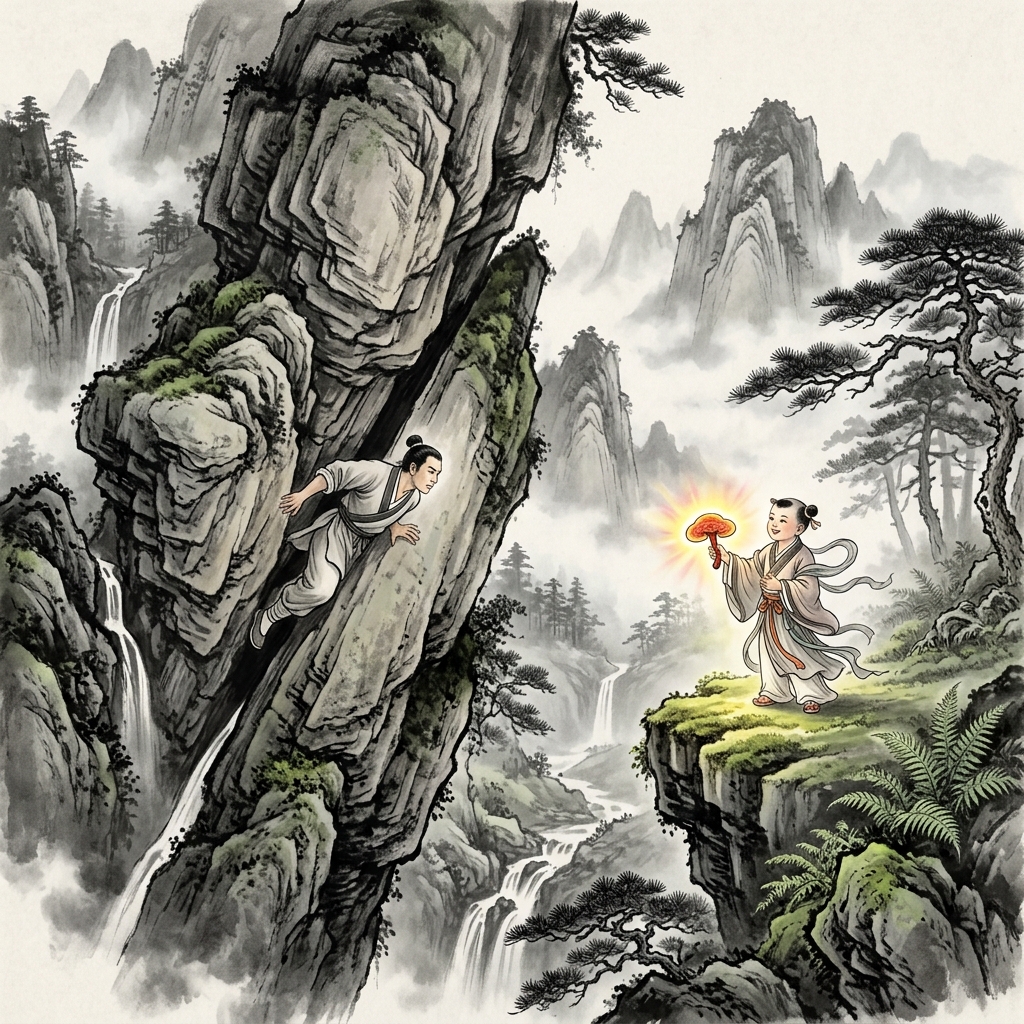 挤过石缝得灵芝