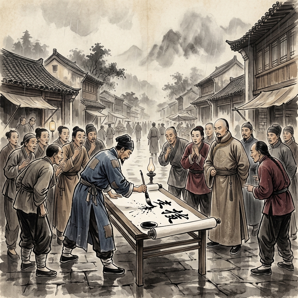 街头挥毫惊四座